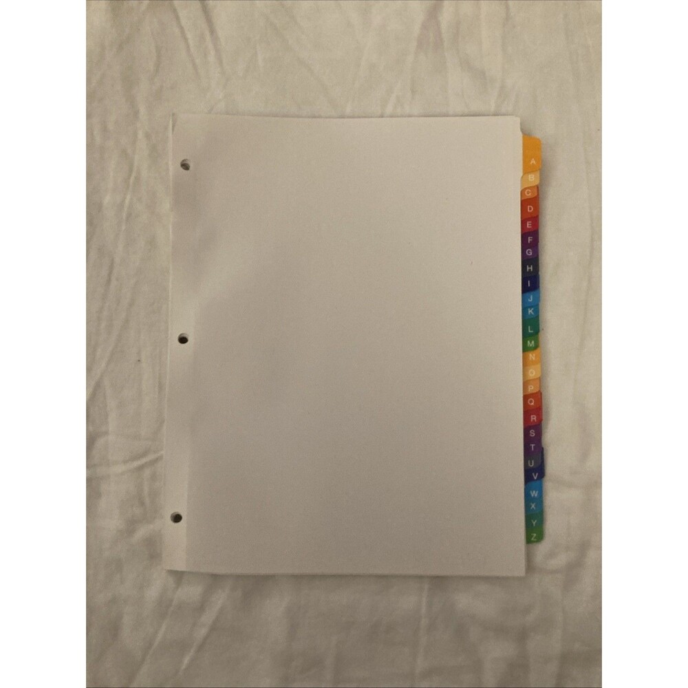Unbranded 11.5”x9” Paper White Binder Dividers | Full A-Z Set